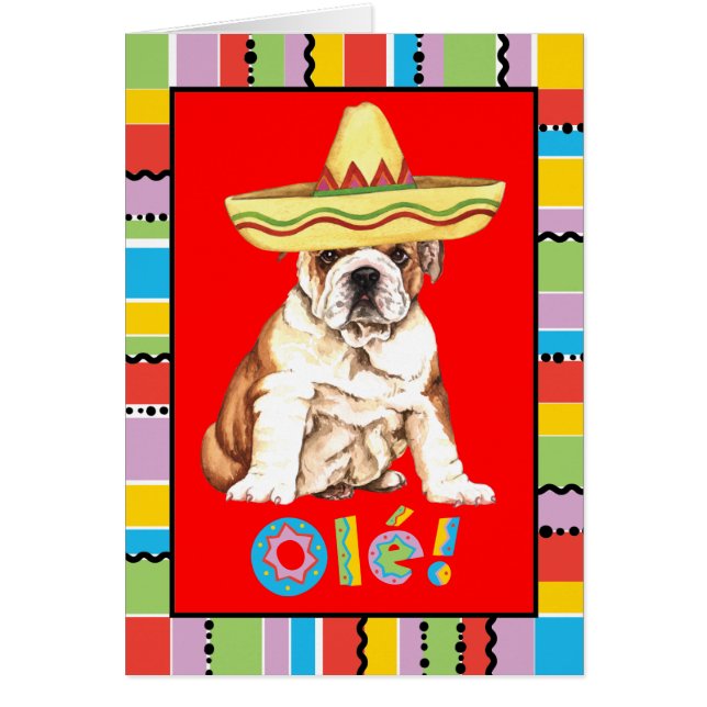 Fiesta Bulldog Greeting Card (Front)