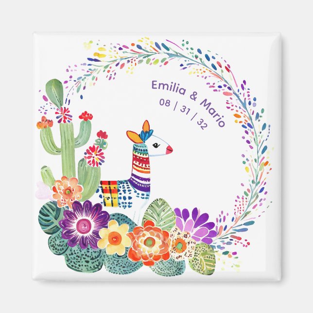 FIESTA Cacti Folkart Flowers Custom Magnet (Front)