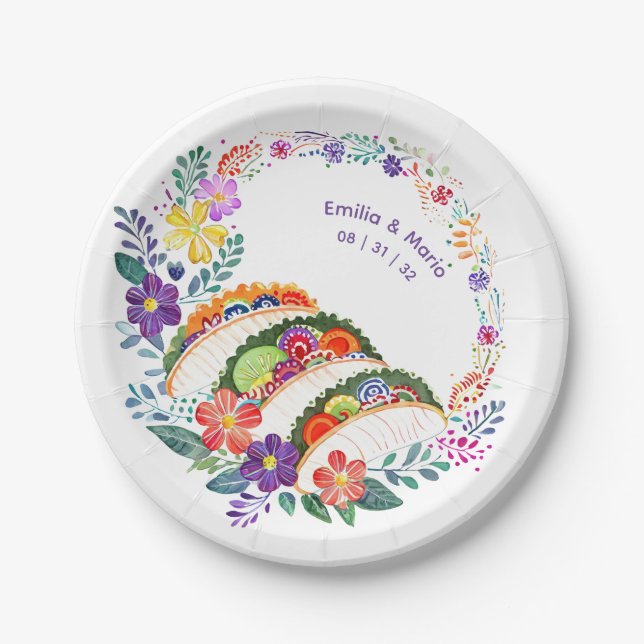 FIESTA Cacti Folkart Flowers Custom Paper Plate (Front)