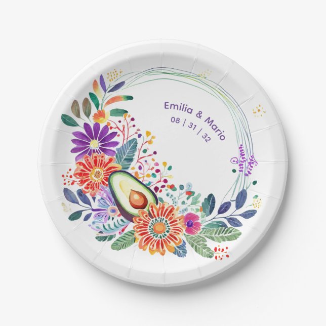 FIESTA Cacti Folkart Flowers Custom Paper Plate (Front)