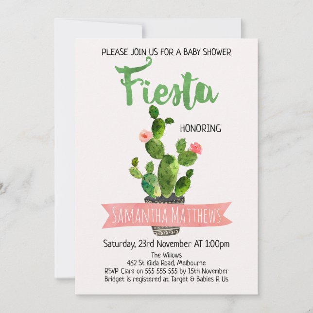 Fiesta Cactus Baby Shower invitation (Front)
