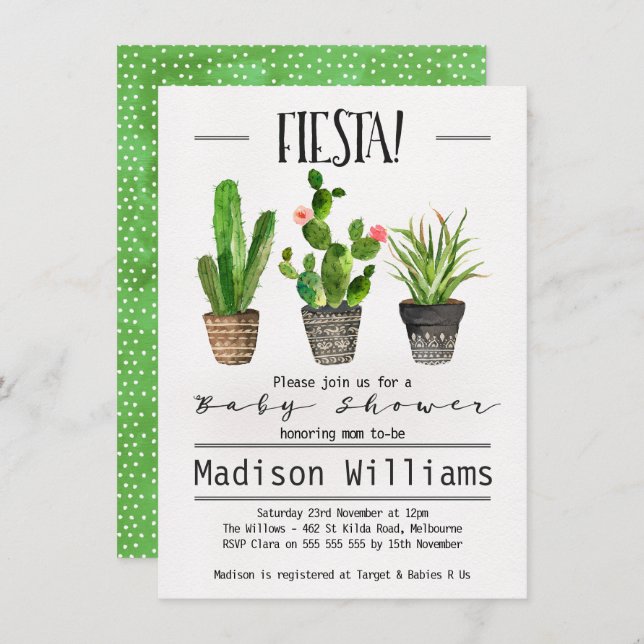 Fiesta Cactus Baby Shower Invitation (Front/Back)