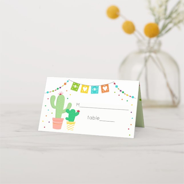 Fiesta Cactus Baby Shower Place Card (Front)