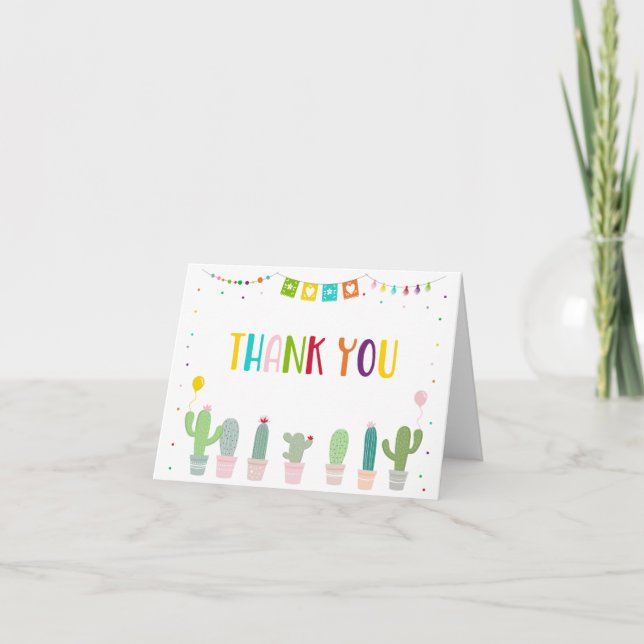 Fiesta Cactus Baby Shower Thank You Card (Front)
