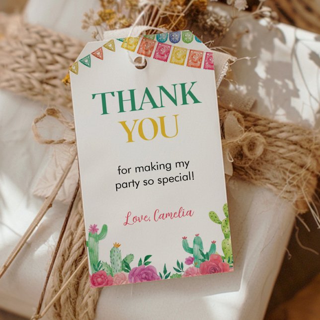 Fiesta Cactus Birthday Party Thank You Tag (Creator Uploaded)