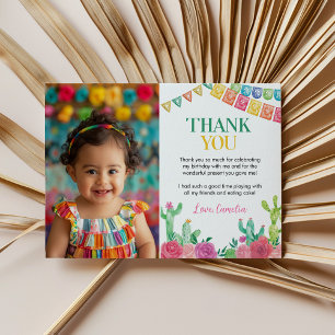 Fiesta Cactus Birthday Photo Thank You Card