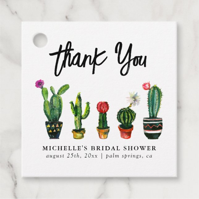 Fiesta Cactus Bridal Shower Favour Tags (Front)