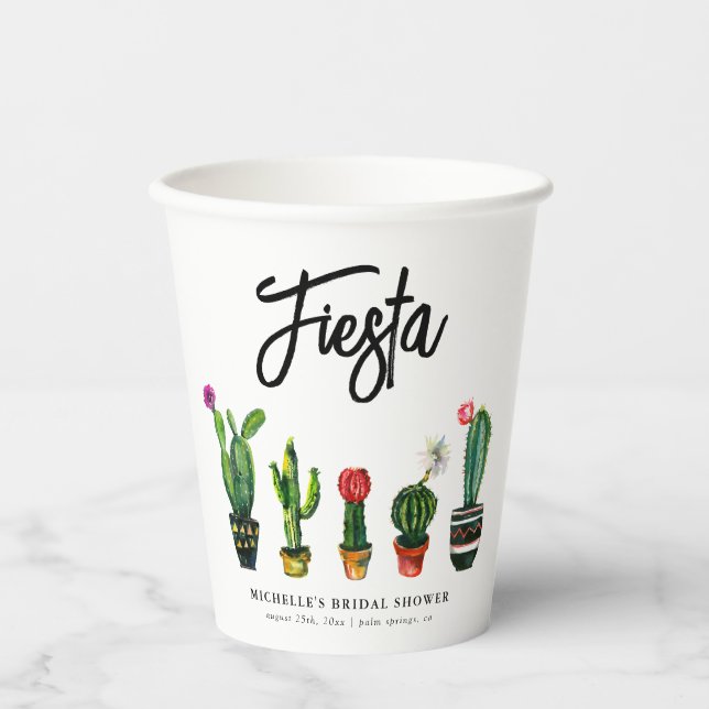 Fiesta Cactus Bridal Shower Paper Cups (Front)