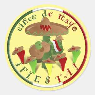 Fiesta Cactus Cinco de Mayo Classic Round Sticker