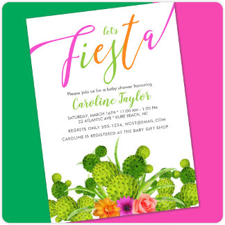 Fiesta Cactus Colourful Floral Baby Shower Invitation