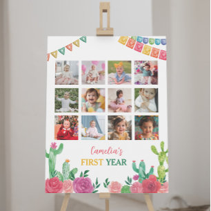 Fiesta Cactus Girl 1st Birthday Milestone Sign