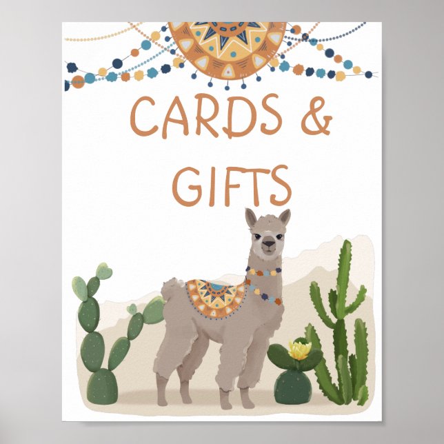 Fiesta Cactus Llama Baby Shower  Poster (Front)