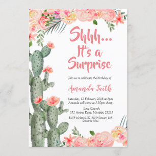 Fiesta Cactus Surprise Birthday Invitation