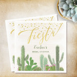 Fiesta Cactus Taco Bout Love Bridal Shower Napkin<br><div class="desc">This fiesta bridal shower design features gold script text and a variety of watercolor cactus potted plants. Click the customise button for more flexibility with modifying the images and text! Variations of this design, additional colours, as well as coordinating products are available in our shop, zazzle.com/store/doodlelulu. Contact us if you...</div>