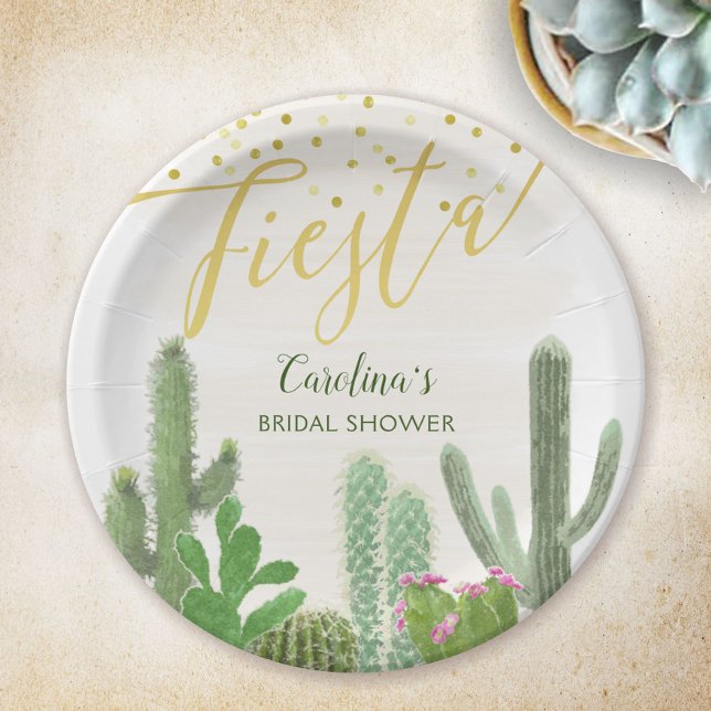 Fiesta Cactus Taco Bout Love Bridal Shower Paper Plate (Creator Uploaded)