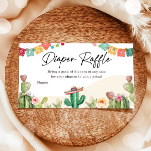 Fiesta Cactus Watercolor Diaper Raffle Ticket Enclosure Card