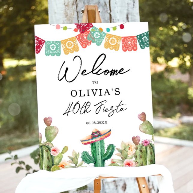 Fiesta Cactus Watercolor Mexican Birthday Party  Poster (Creator Uploaded)