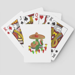 Fiesta Cactus with Guitar & Dancing Peppers Playing Cards