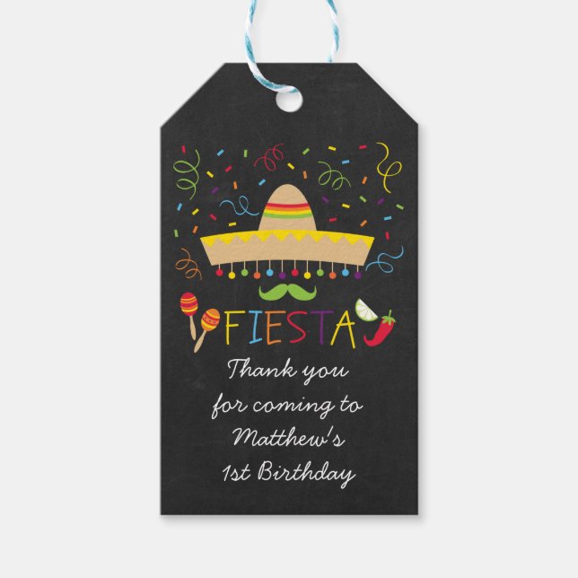 Fiesta Chalkboard Party Favour Tags (Front)