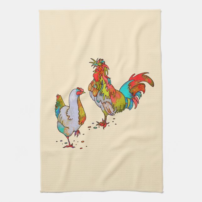 Fiesta Chickens Kitchen Towel 16" x 24" (Vertical)