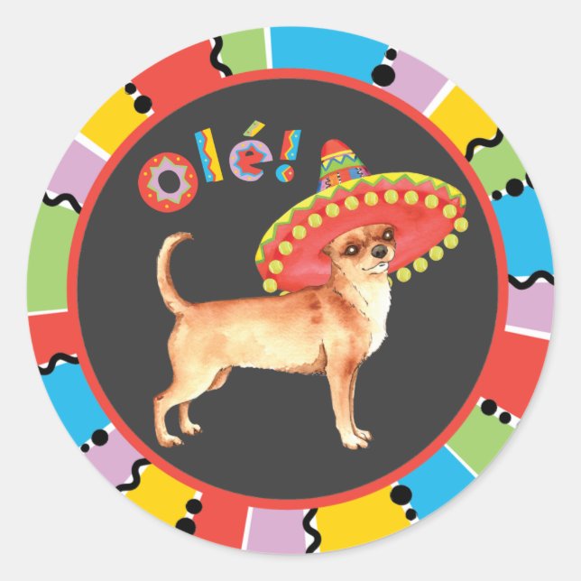 Fiesta Chihuahua Classic Round Sticker (Front)