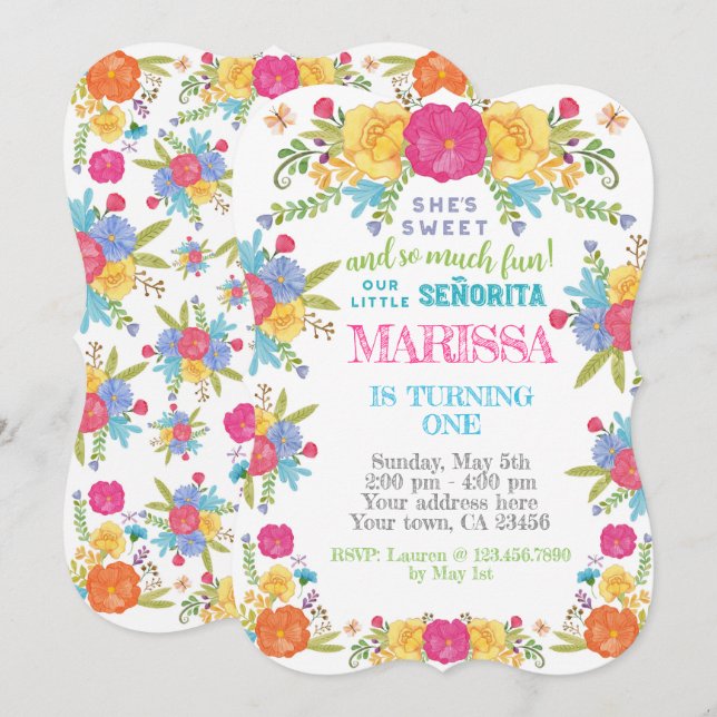 Fiesta, Cinco de mayo Birthday Invitation (Front/Back)
