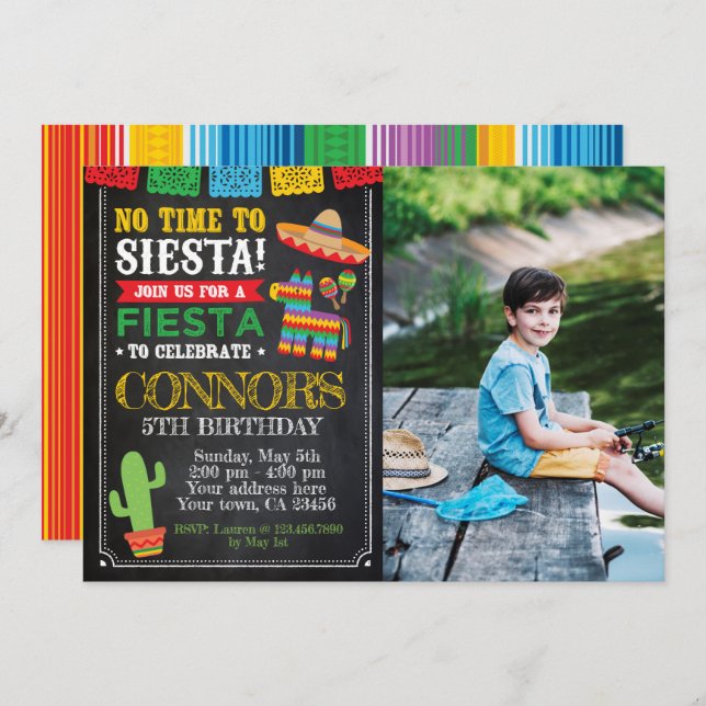 Fiesta, Cinco de mayo Birthday Invitation (Front/Back)