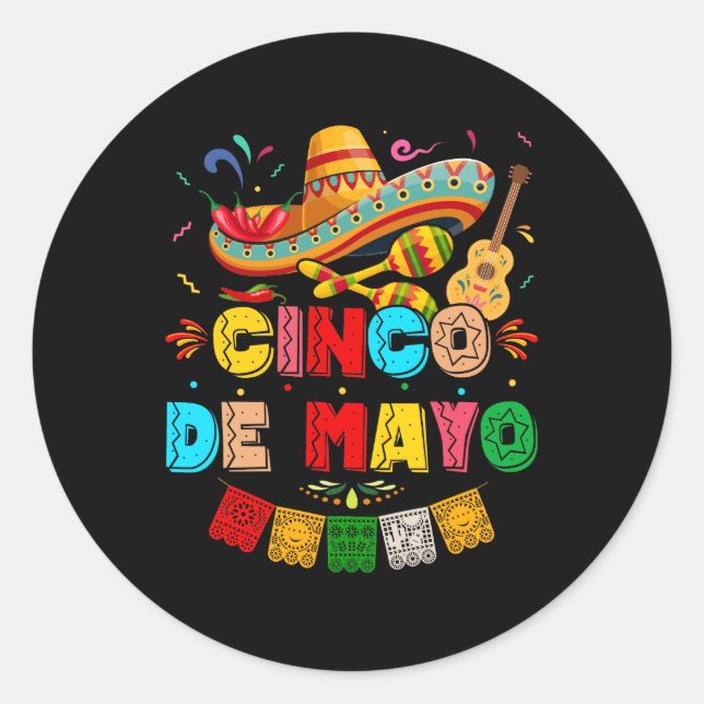 Fiesta Cinco de Mayo Classic Round Sticker (Front)