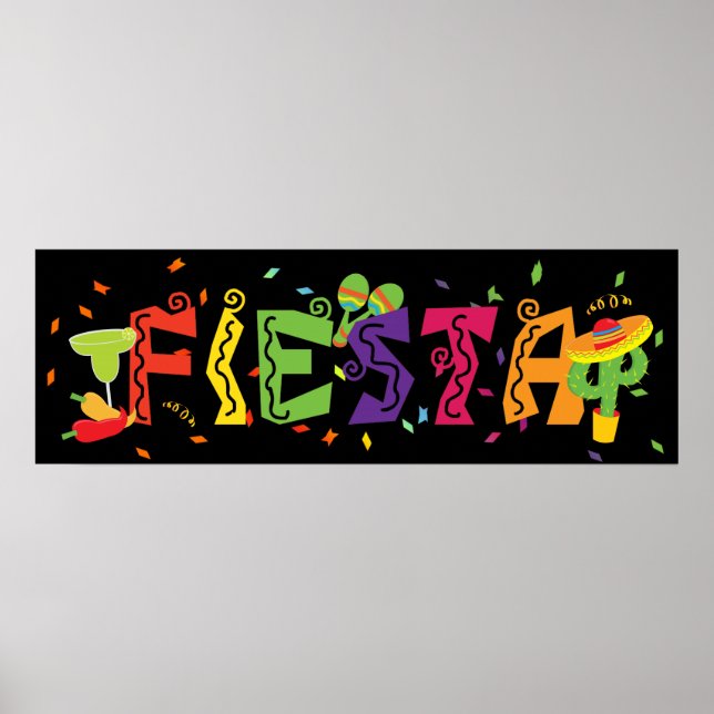 Fiesta Cinco De Mayo Colourful Party Banner Poster (Front)