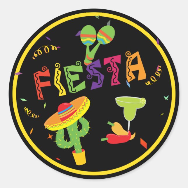 Fiesta Cinco De Mayo Colourful Party Stickers (Front)
