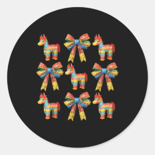 Fiesta Cinco De Mayo Mexican Mexico Coquette Bow U Classic Round Sticker