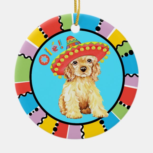 Fiesta Cocker Spaniel Ceramic Tree Decoration (Front)