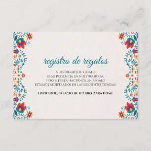 Fiesta Colorful Botanical Floral Spanish Wedding Enclosure Card