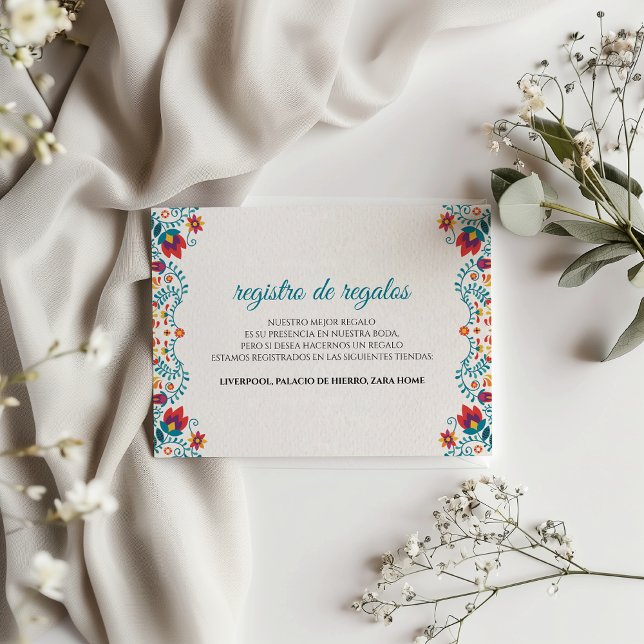 Fiesta Colorful Botanical Floral Spanish Wedding Enclosure Card (Fiesta Colorful Botanical Floral Spanish Wedding Enclosure Card)