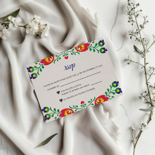 Fiesta Colorful Floral Botanical Spanish Wedding RSVP Card