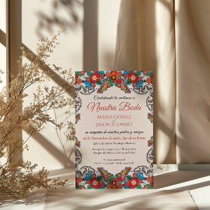 Fiesta Colorful Flowers Botanical Spanish Wedding Invitation