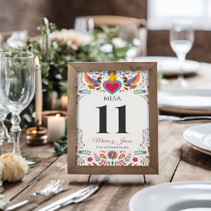 Fiesta Colorful Flowers Botanical Spanish Wedding Table Number