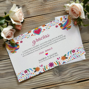 Fiesta Colorful Flowers Botanical Spanish Wedding Thank You Card