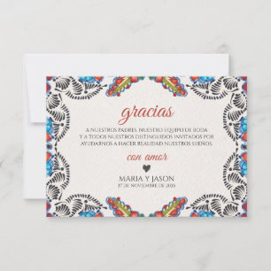 Fiesta Colorful Flowers Botanical Spanish Wedding Thank You Card