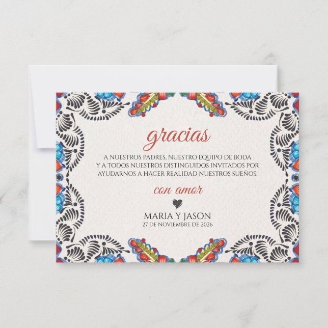 Fiesta Colorful Flowers Botanical Spanish Wedding Thank You Card (Front)