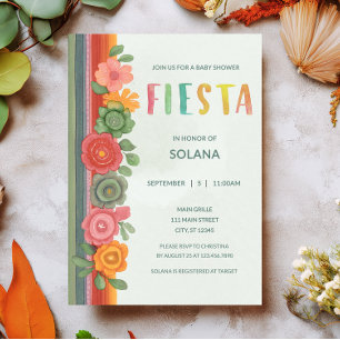 Fiesta Colorful Mexican Party Floral Baby Shower Invitation