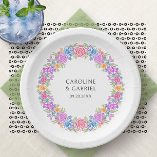 Fiesta Colorful Wildflowers Wedding Paper Plate