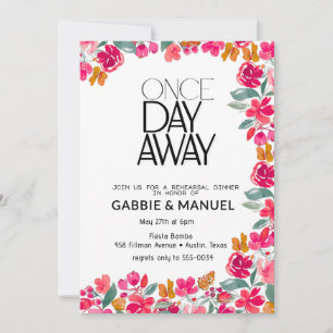 Fiesta Colourful Floral Black Rehearsal Dinner Invitation