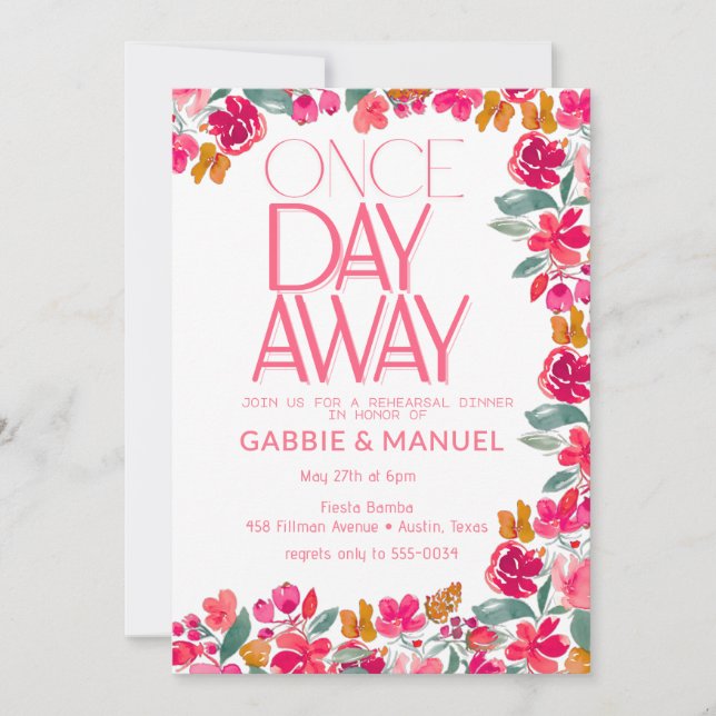 Fiesta Colourful Floral Black Rehearsal Dinner Invitation (Front)