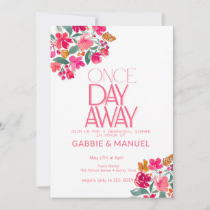 Fiesta Colourful Floral Black Rehearsal Dinner Invitation