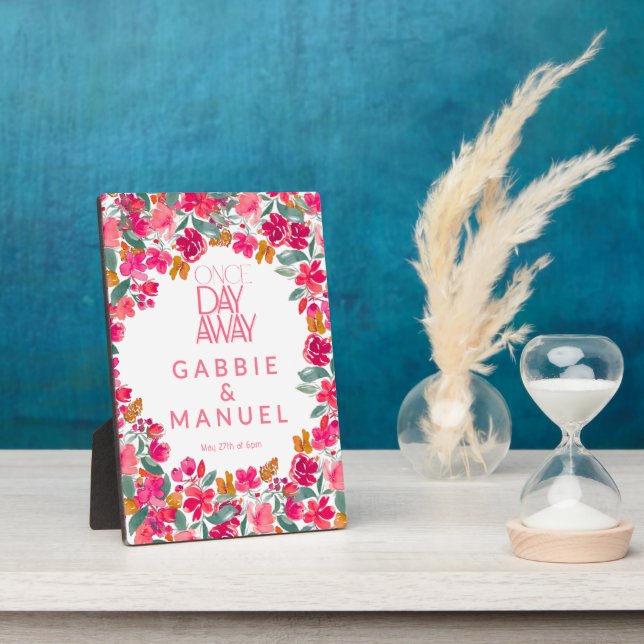 Fiesta Colourful Floral Black Rehearsal Dinner Plaque (Side)