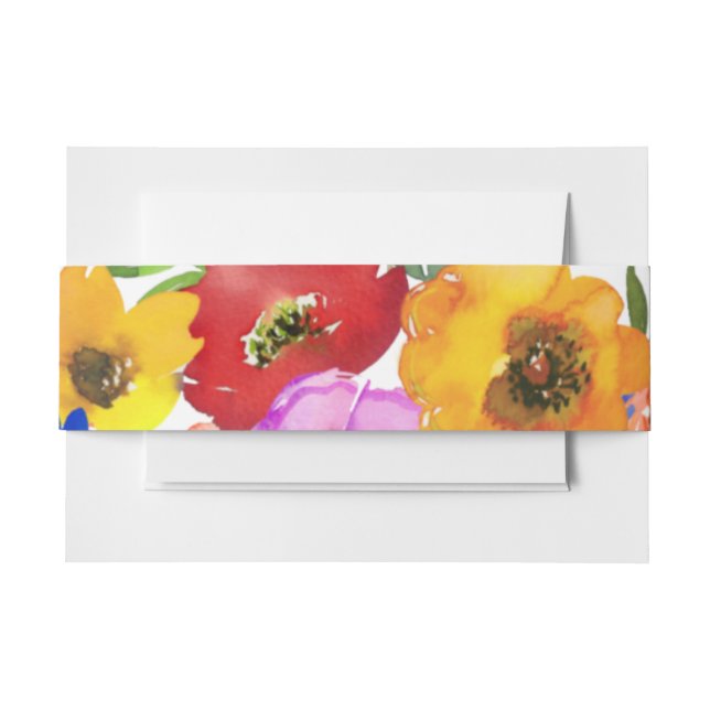 Fiesta Colourful Floral Mexican Wedding Invitation Belly Band (Front Example)