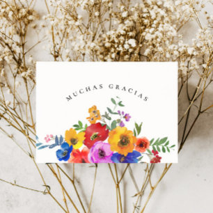 Fiesta Colourful Floral Mexico Spanish Wedding Thank You Card