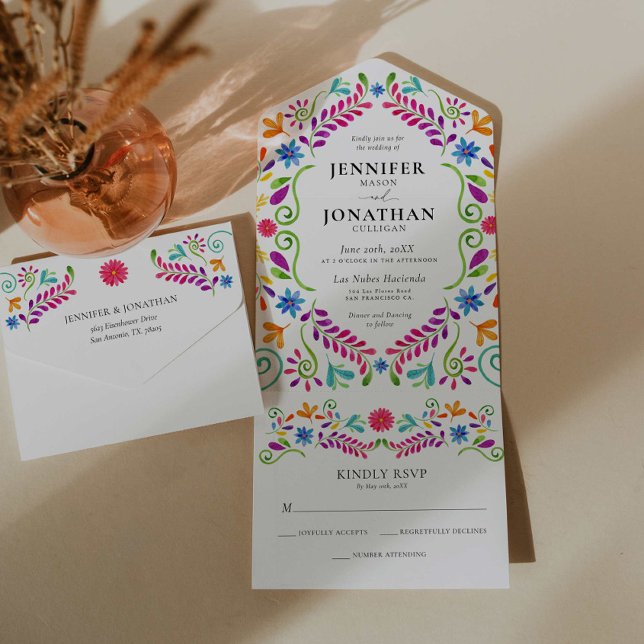 Fiesta Colourful Flower Wedding All In One Invitation (Creator Uploaded)