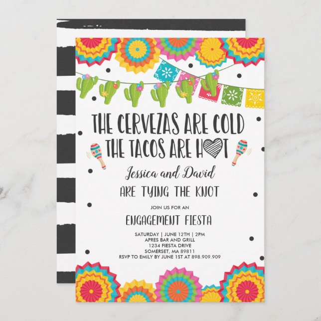 Fiesta Couples Engagement Party Bridal Fiesta Invi Invitation (Front/Back)